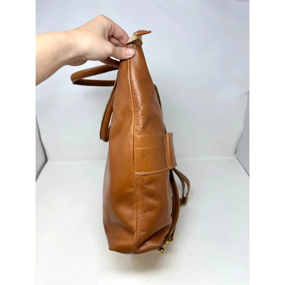Sseko Convertible Leather Backpack Tote Bag Brown